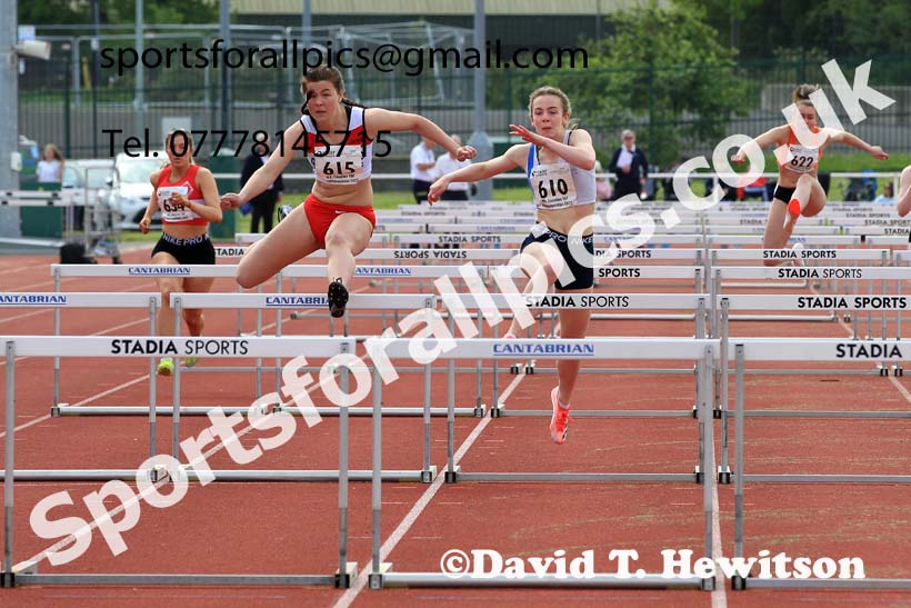 Women and Girls hurdles, 2022 North Eastern Track and Field Champs., Middlesbrough. David T. Hewitson/Sports for All Pics
